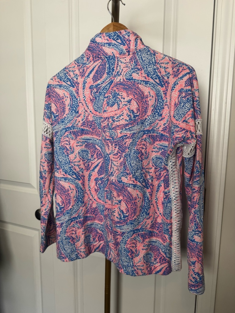 Lilly Pulitzer Pink and Blue Paisley Zip Pullover - Picture 6 of 6
